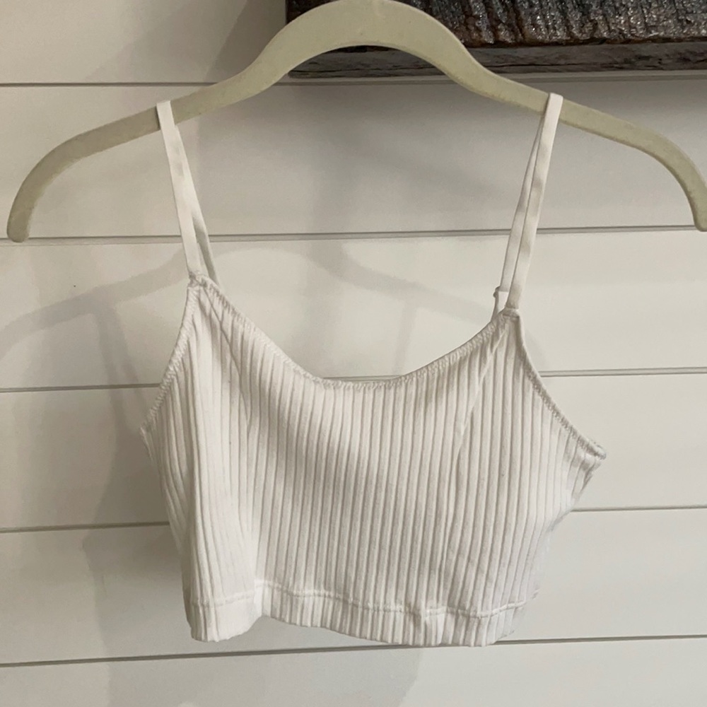 White Ribbed cami bra bralette